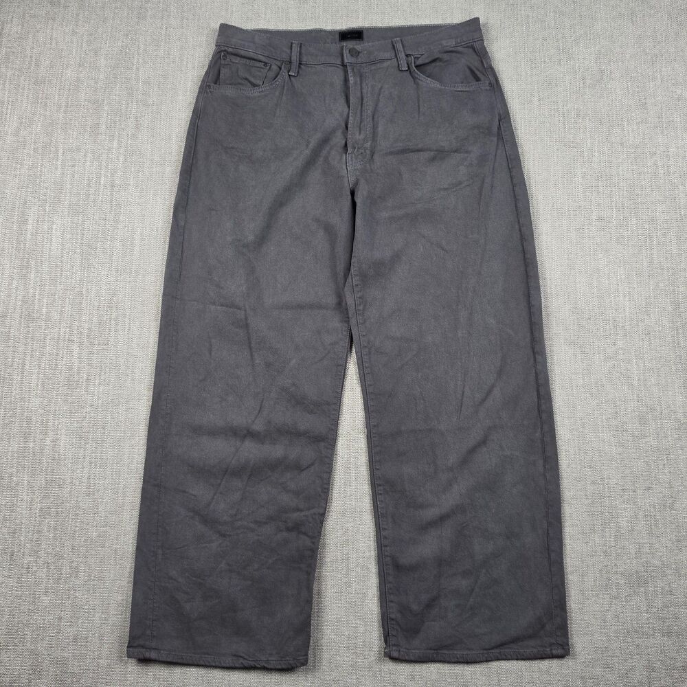 MOTHER The Dodger Ankle Jeans Size 32 Wide Leg Straight Grey Long Time No See